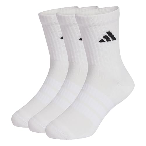 adidas Unisex - Bambini e ragazzi CUSHIONED SPORTSWEAR CREW SOCKS 3 PAIR PACK, white/white/black, 2-3 Years