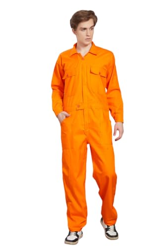 Image of TrendyUniform Plain Boiler Suit /Men'S Cotton Coverall /Coverall For Industrial /Full Sleeves Coverall /Mechanic Painter Workwear, Size-Small, Colour-Orange