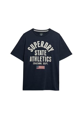 Superdry, T.Shirt Athletic ESS tee Nautical Navy, XL, Man, Adulto