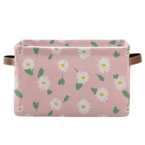 Image of Aslsiy Storage Basket Daisy Spring Daisy Flower Nursery Bins Baby Box Canvas Clothes Shelf Basket Laundry Hamper Gift Baskets for Home Closet 1 Pcs