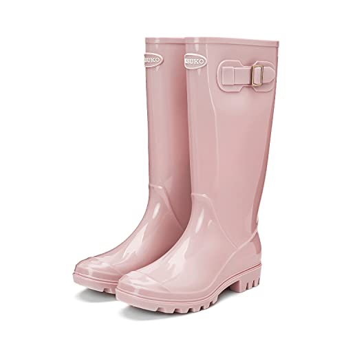 Dksuko Women's Tall Rain Boots Waterproof Wellington Boots (10 B(M) Us, Pink) #TOP4