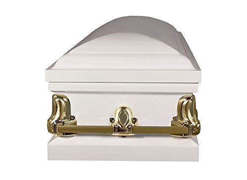 Titan Casket Orion Series Steel Casket (White And Gold) Handcrafted Funeral Casket - White And Gold Finish With White Crepe Interior #TOP4