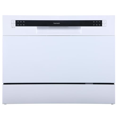 homeX Tischgeschirrspüler | Mini Geschirrspüler mit 6 Programmen | Spülmaschine klein für 6 Maßgedecke | Ideal für kleine Wohnungen | Aquastop | Startvorwahl | Tischspülmaschine GST6AE-W weiß