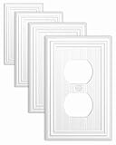 ZILLSEA Paquete de 4 placas de cubierta de tomacorriente blancas,