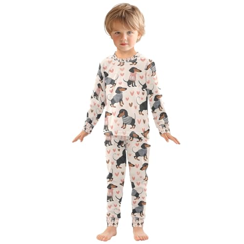 senya Cute Dachshunds in Heart Pajamas Set Long Sleeve Soft Cotton Sleepwear 2 Piece3