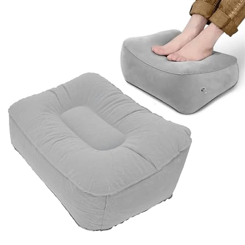 Inflatable Foot Cushion, Inflatable Travel Pillow, Inflatable Travel Foot Rest Pillow, Inflatable Foot Rest for Air Travel Cars Home Office Multifunctional PVC Flocking Portable Leg Rest Pillow