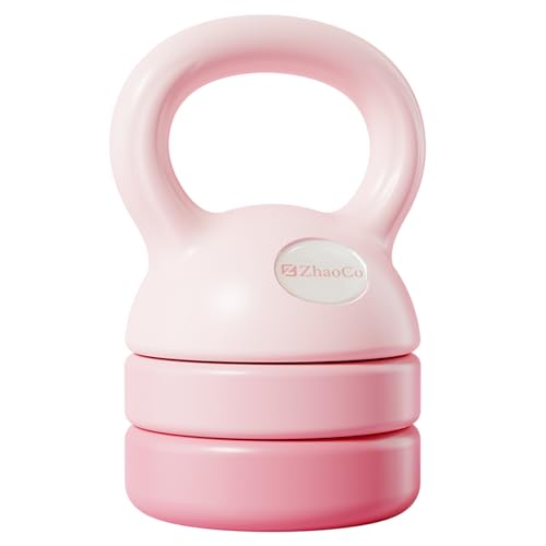 ZhaoCo Kettlebell für Frauen, Verstellbare Kettlebell-Gewichte 5 lbs, 8 lbs, 9 lbs, 12 lbs, Fitness für Ganzkörpertraining und Krafttraining zu Hause oder im Fitnessstudio (Hellrosa)