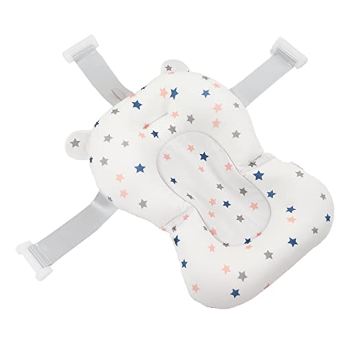 Image of Baby Bath Seat, Baby Bath Tub Cushion for Bathtub Sink for Infant Newborn, Floating Foldable Adjustable Infant Bath Supporter, Easy to Clean (White Stars)