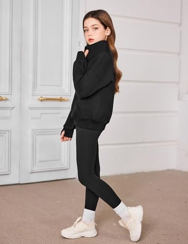 Arshiner Girls Half Zip Sweatshirt Fleece Quarter Zip Pullover Sweatshirts Fall Clothes for Teen Girls Thumb Hole3