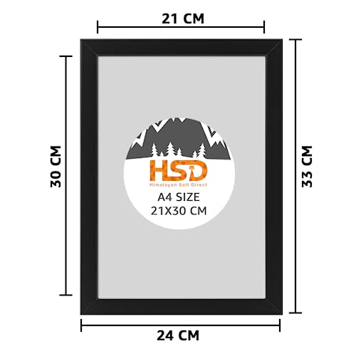 HSD Black A4 21x30cm Photo Frame, A4 Size Picture Frames Portrait Landscape Wall Mountable Frames Modern Picture Hang Hook Frame Display For Home Office Wall Décor - Set of 4
