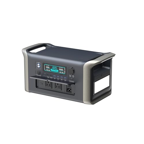 [Ellniges]【1-Hour Fast Charging】2000W Outdoor Power Station 320000mAh Solar Generator with LCD Display, 12 Safety Protections for Home Backup & Camping, 11-Port Portable Battery w/Sine Wave Inverter