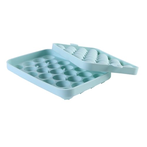 Srliya Moule à Glaçons Circulaire en Silicone avec Couvercle, Bac à Glaçons Rond 25 Grilles Facile à Fabriquer, pour Boire du café et des Cocktails