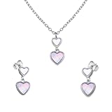 - Matériau de qualité supérieure : cet ensemble raffiné en argent 925 rhodié est fabriqué avec des matériaux de haute qualité, garantissant résistance, brillance durable et hypoallergénique. L'ensemble comprend un collier avec pendentif cœur en nacre irisée, aux reflets pastels délicats, et une paire de boucles d'oreilles assorties, parfaites pour sublimer la féminité avec une touche d'élégance. Le collier a une longueur de 43 cm avec une extension de 5 cm, ce qui permet de l'adapter à différents décolletés et préférences de style. Le poids total de la parure est de 3,80 g, un parfait équilibre entre légèreté et présence, pour un confort optimal tout au long de la journée.