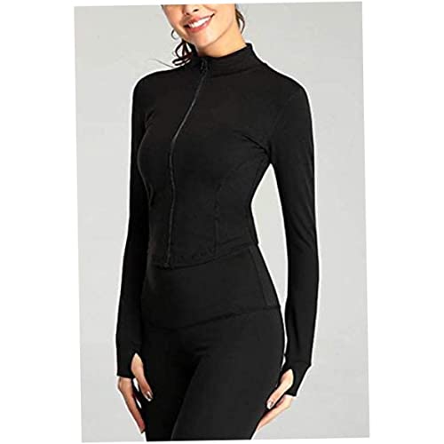 Jaquetas femininas de ginástica, jaqueta de corrida com zíper completo, jaqueta de treino de manga c