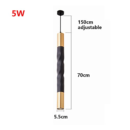 Luz Colgante Led cilíndrica de aluminio 5W 3000K altura 70cm para cocina y salón 3