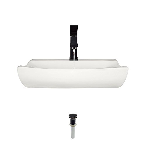 Limited Stock MR Direct V2302-B-720-ABR Bisque Porcelain Vessel Sink Faucet and Pop-Up Drain in Antique Bronze, 720
