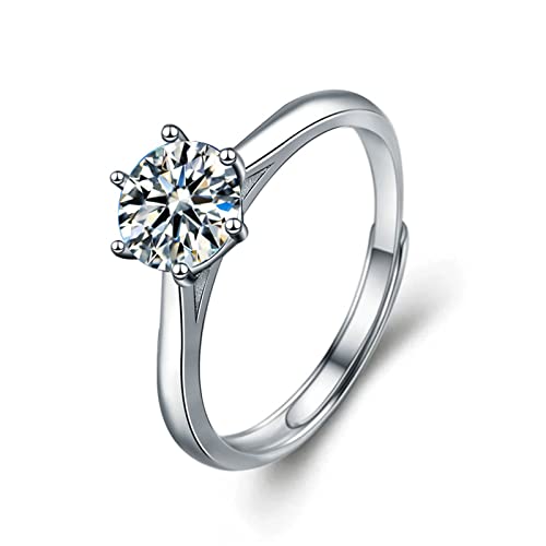 Anneau solitaire moissanite bague réglable en argent pour mariage fantaisie femme