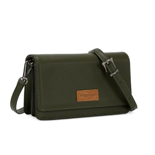 Image of Wrangler Small Crossbody Purse for Women, RFID Wallet with 6 Card Slots | Compact RFID Crossbody Wallet with 3 Compartments, 6 Card Slots, Center Zip Pocket and Removable Adjustable Strap