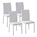 HOMCOM Set 4 Sedie per Soggiorno o Sala da Pranzo, Sedie Imbottite e Rivestite in Similpelle Bianca, 41x50x91cm