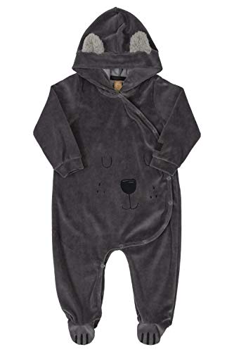 Macacão Plush com Touca e Orelhinha, Up Baby, Bebê Meninos, Cinza, GG, 12-18 Meses