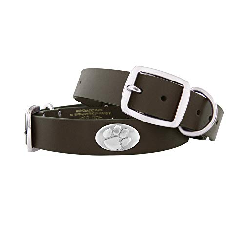 ZEP-PRO Clemson Tigers Brown Leather Concho Dog Collar, Large
