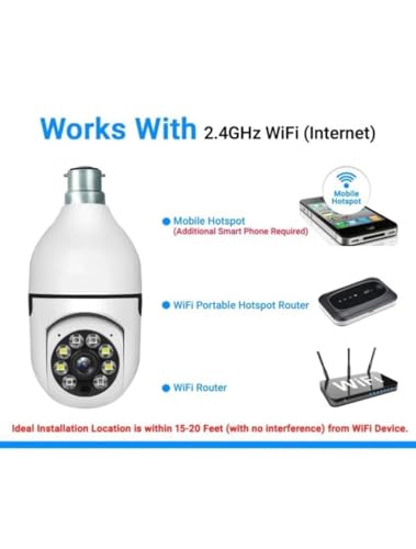 Image of DEATTI Wireless WiFi E27 Bulb Holder Security Camera with Night Vision for Home /Office /Warehouse, V380 App for Remote Live Viewing Security Camera - 1080P (DECM18)
