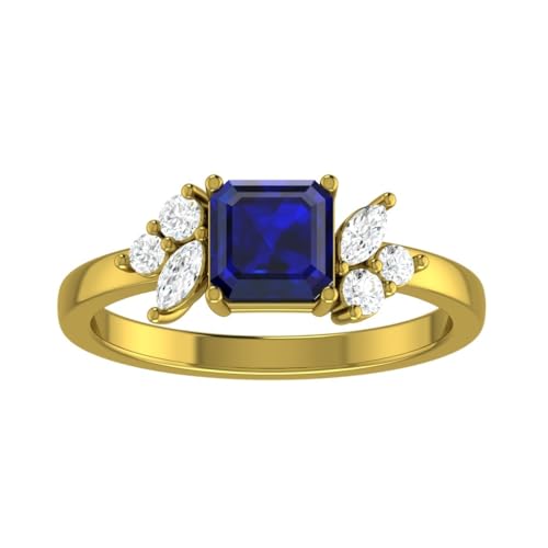 UNIQUE CAD DESIGN Elegant Blue Sapphire Engagement Ring, 18K Gold