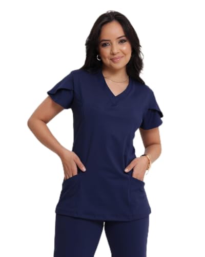 Pijama Cirúrgico Scrub Feminino Dry Slim (BR, Alfa, P, Regular, Regular, AZUL MARINHO, P)