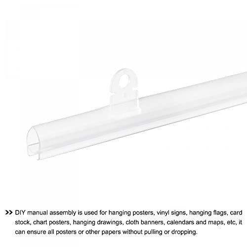 Image of MECCANIXITY PVC Poster Hanger Rail Poster Strip Bar 70cm /28inch Clear with Clips for Poster, Map, 4 Set