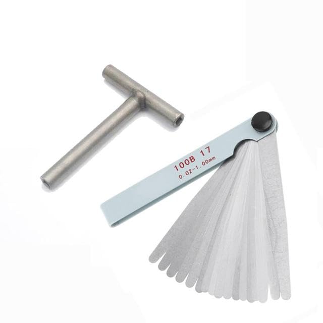 AE-PRO - Motorcycle Engine Valve Adjustment Tool Square Hexagon Ѕосkеt T Spanner Valve Screw Wrench 8mm 9mm 10mm Feeler Gauge 0.02 to 1mm (Set 07)