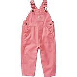 Carhartt Baby Girls Unlined Canvas Bib Overalls, Pink Lemonade, 18 Months US