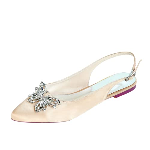 Chaussures plates à strass femme pointues et bride arrière champagne SHUTUP.DANCE