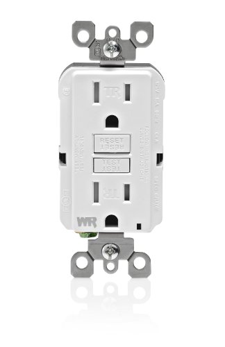 Leviton WT599-W 15-Amp 125-Volt SmartLock Pro Slim Weather-Resistant and Tamper-Resistant GFCI Receptacle, White