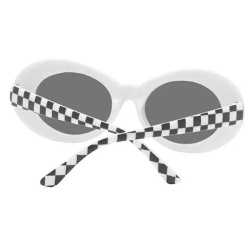 Oval Sunglasses for Women Vintage Inspired Retro Sunglasses with Protective Lenses Adorable Checkered Frame for Parties and Novelty Events