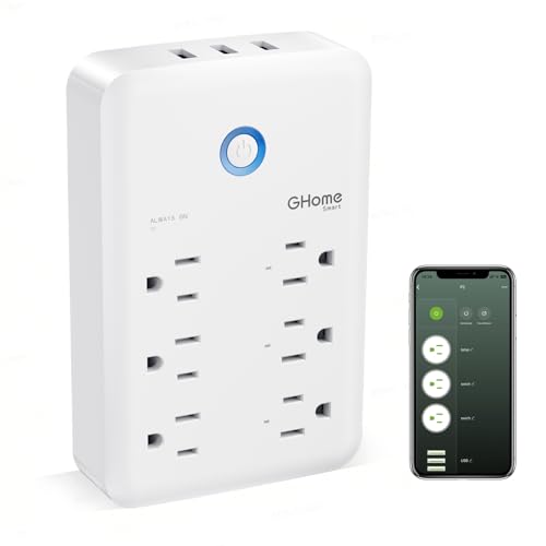 GHome Smart Plug Outlet Extender, USB Wall Charger with 3 Individual Smart Outlets and 3 Smart USB...