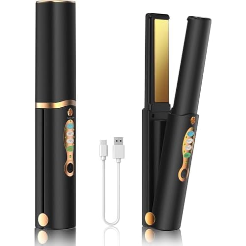Portable Titanium Cordless Hair Straightener for Edges Bangs, Heat Up in Seconds & Lasts Up to 50 Minutes & USB C Rechargeable, Dual Voltage Mini Travel Flat Iron Hair Straightening-Not for
