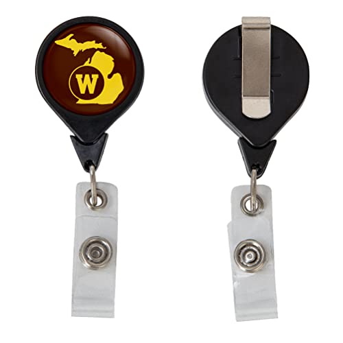 Desert Cactus Western Michigan University Retractable Badge Holder Broncos WMU ID Reel with Ticket Clip for Lanyard, Work, School & Office Access