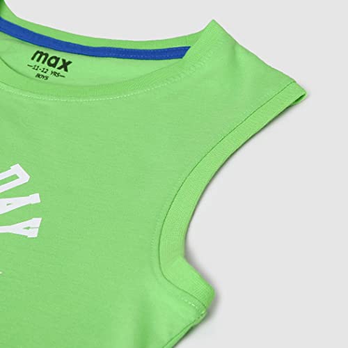 Image of Max Boys Regular Fit Typographic Print Sleeveless Crew Neck T-Shirt