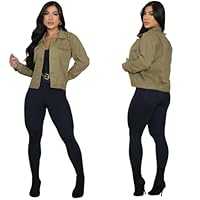 Jaqueta Jeans Feminina Fashion com Barra Tradicional e Botão Forrado (BR, Alfa, M, Regular, Regular, VERDE MILITAR)