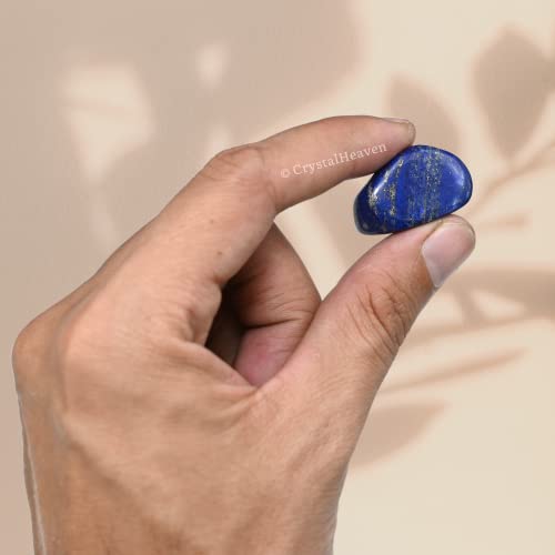 Image of Certified Lapis Lazuli Crystal Healing Tumbled Stone, Natural Polished Crystals for DIY Crafts, Manifestation, Meditation, Pooja Feng Shui and Reiki Healing (30 Grams)