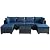 7-Piece Outdoor Furniture Patio Rattan Sectional Set with Wicker Conversation Sofas,Include Cushions, Coffee Table,Easy to Assemble,Perfect for Backyard, Porch, Garden, and Balcony (Brown-Dark Blue)