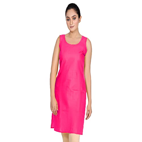 Image of Women's Cotton Long Camisole for Kurti /Suit Slip /Long Inner /Samij for Women Sameej /Knee Length Inner Wear /Sameez /Kurti Slip /Round Neck /Invisible