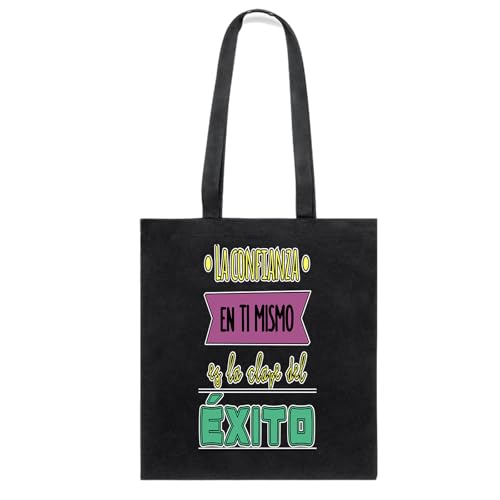 Docliick. Bolso Tote bag con Frase Motivadora y Mensaje. Regalo Motivador para Mujer. Bolso tela compracon mensaje motivador.Algodón 100% - La Confianza