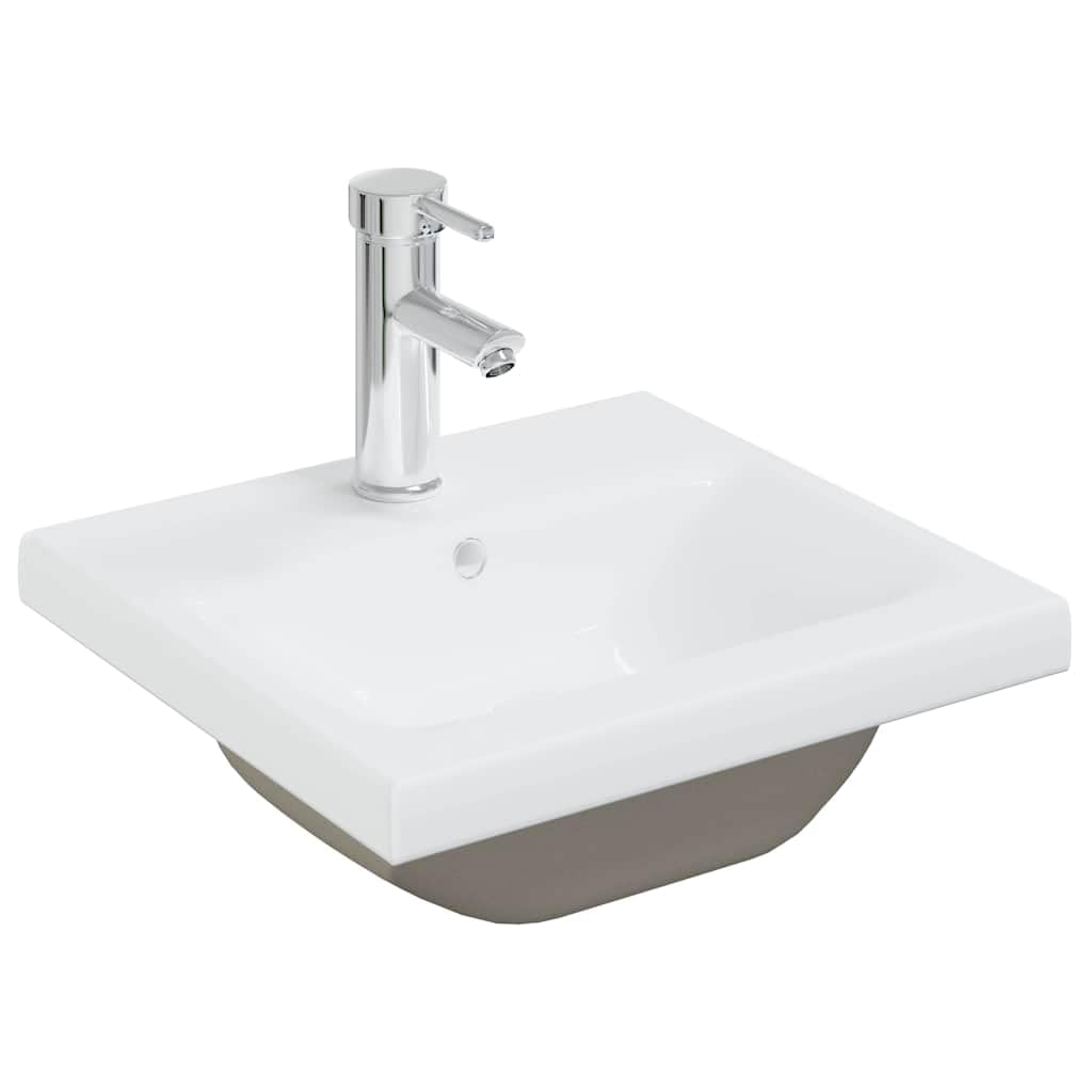 Set Mobili da Bagno 5 Pezzi Rovere Sonoma Legno Multistrato | Lavabo in ceramica bianco, specchio in vetro, montaggio a parete, ampio spazio portaoggetti