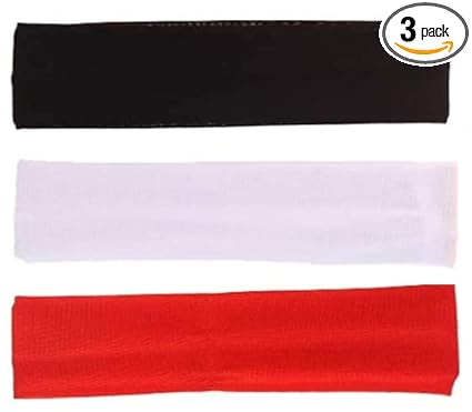 Nyamah Sales Women and Girls Cotton Hairband Elastic Head Bands Yoga Sports Ladies Hair Styling Band Hair Accessories Black, White, Red Pack of 3