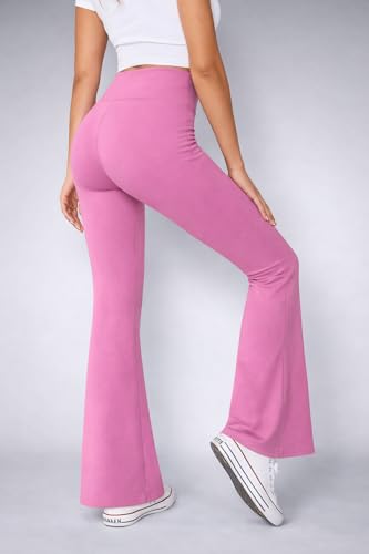 Image of Imperative Women's Crossover High Waist Flared Yoga Pants with Phone Pocket, Comfort-Fit, Track Pants, Gym Tights