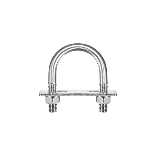 Image of uxcell Round U-Bolts, 2 Sets 47mm(1.85 inch) Inner Width 76mm Length M10 304 Stainless Steel U Clamp Bolt with Nuts Washers and Plates, for Boat Trailer