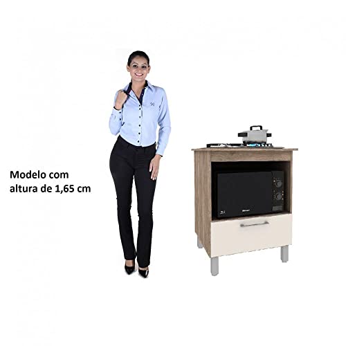 Balcão para Cooktop 4 Bocas Porta Basculante Espaço Forno Elétrico J Carvalho Carvalho/off White