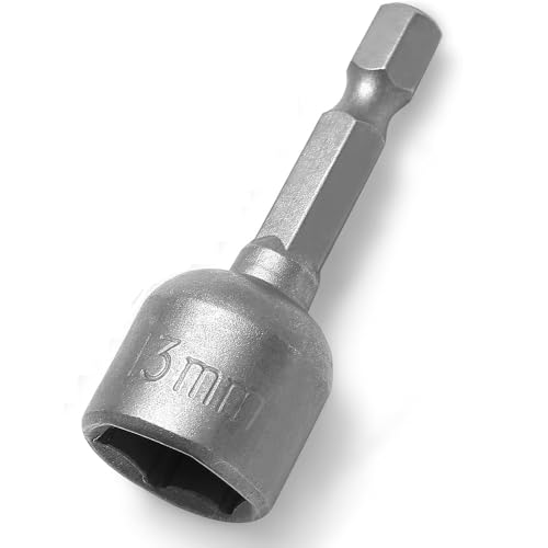 Fixinus Llave de vaso magnética de 13 mm, puntas hexagonales de 1/4 pulgadas para taladro o destornillador inalámbrico, 48 mm de longitud