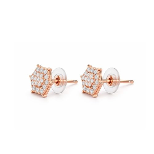 Image of Nilu's Collection Rose Gold Plated Triangular Design Pearl Stud Earrings With American Diamond for Women And Girls | Gift For Her | Anti- Allergy |Anti-Tarnish | Office Wear